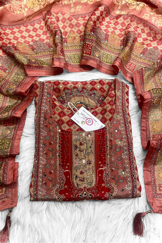 Royal Designer Floral Crepe Set - 1502