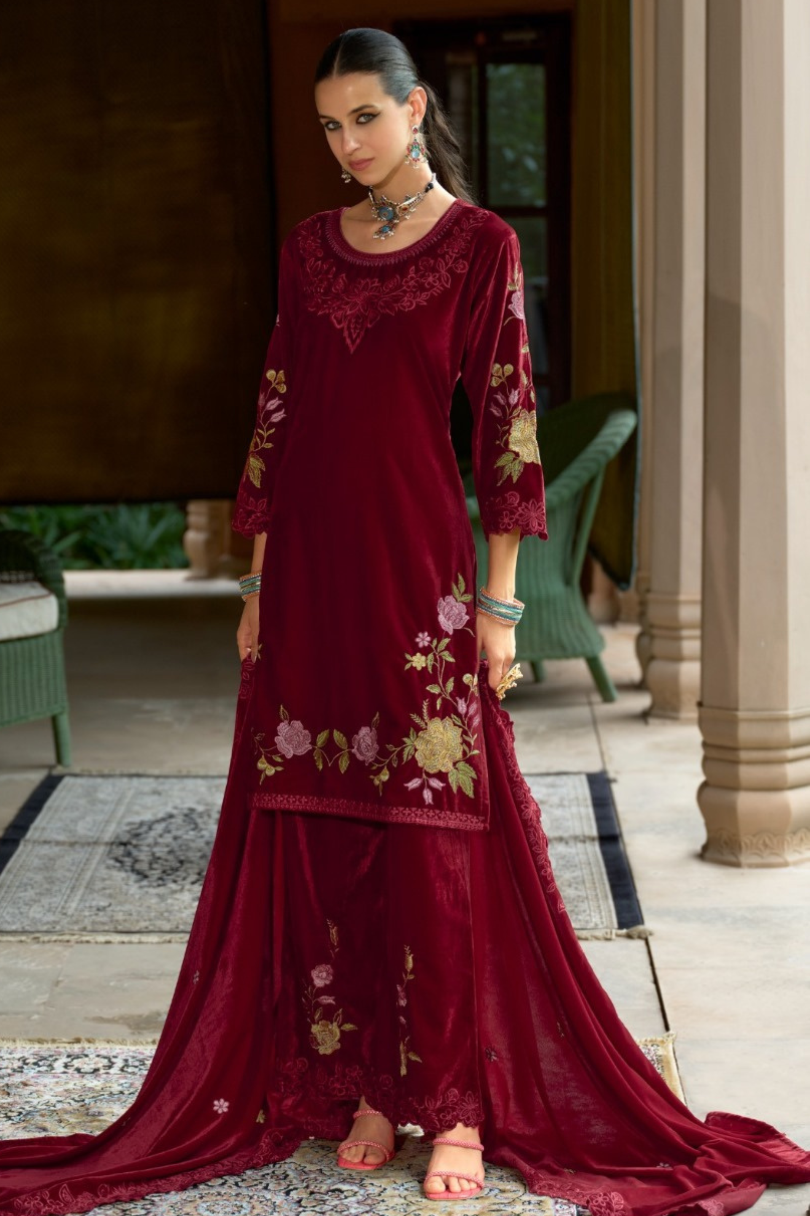 Eraya - Embroidered Velvet Design | 1002