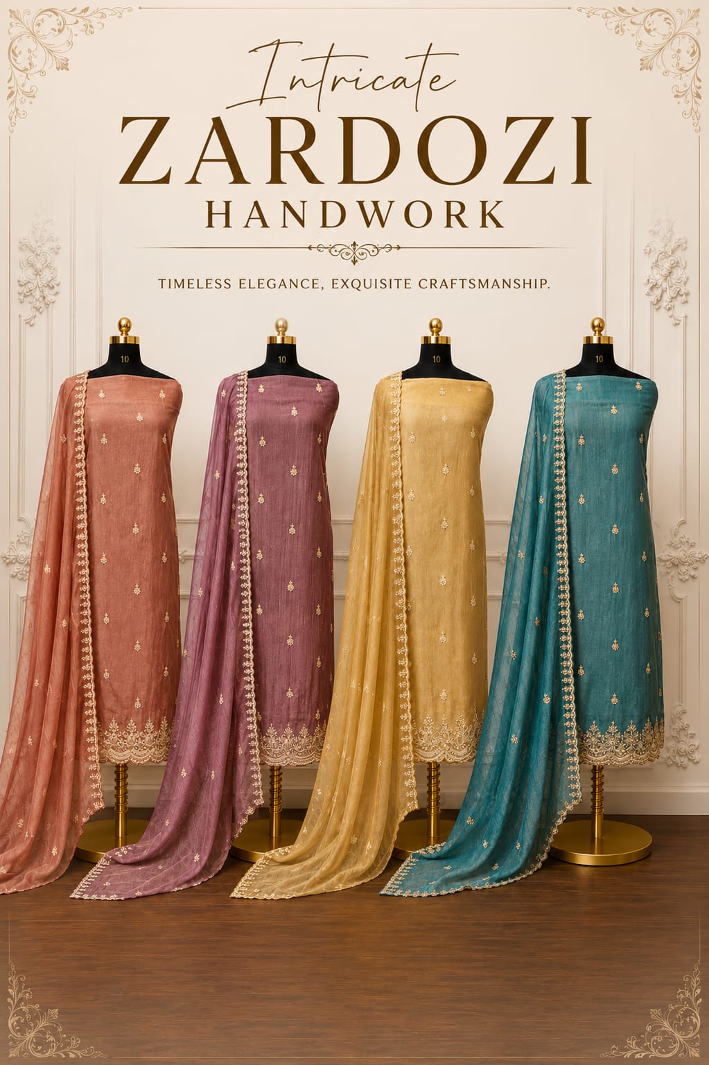 Intricate zardozi handwork festive series | 2510-2513