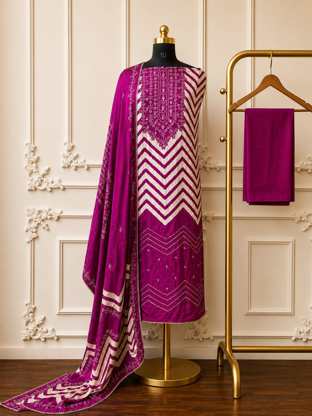 Bandhni Inspired Chevron Print Silk | 2514-2517