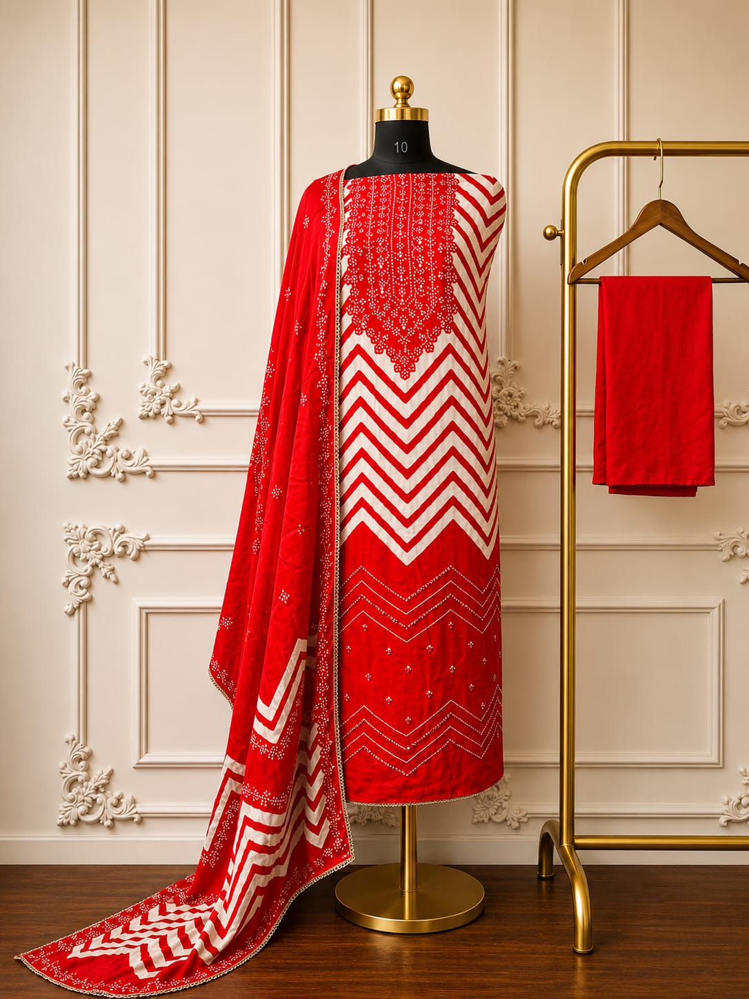 Bandhni Inspired Chevron Print Silk | 2514-2517