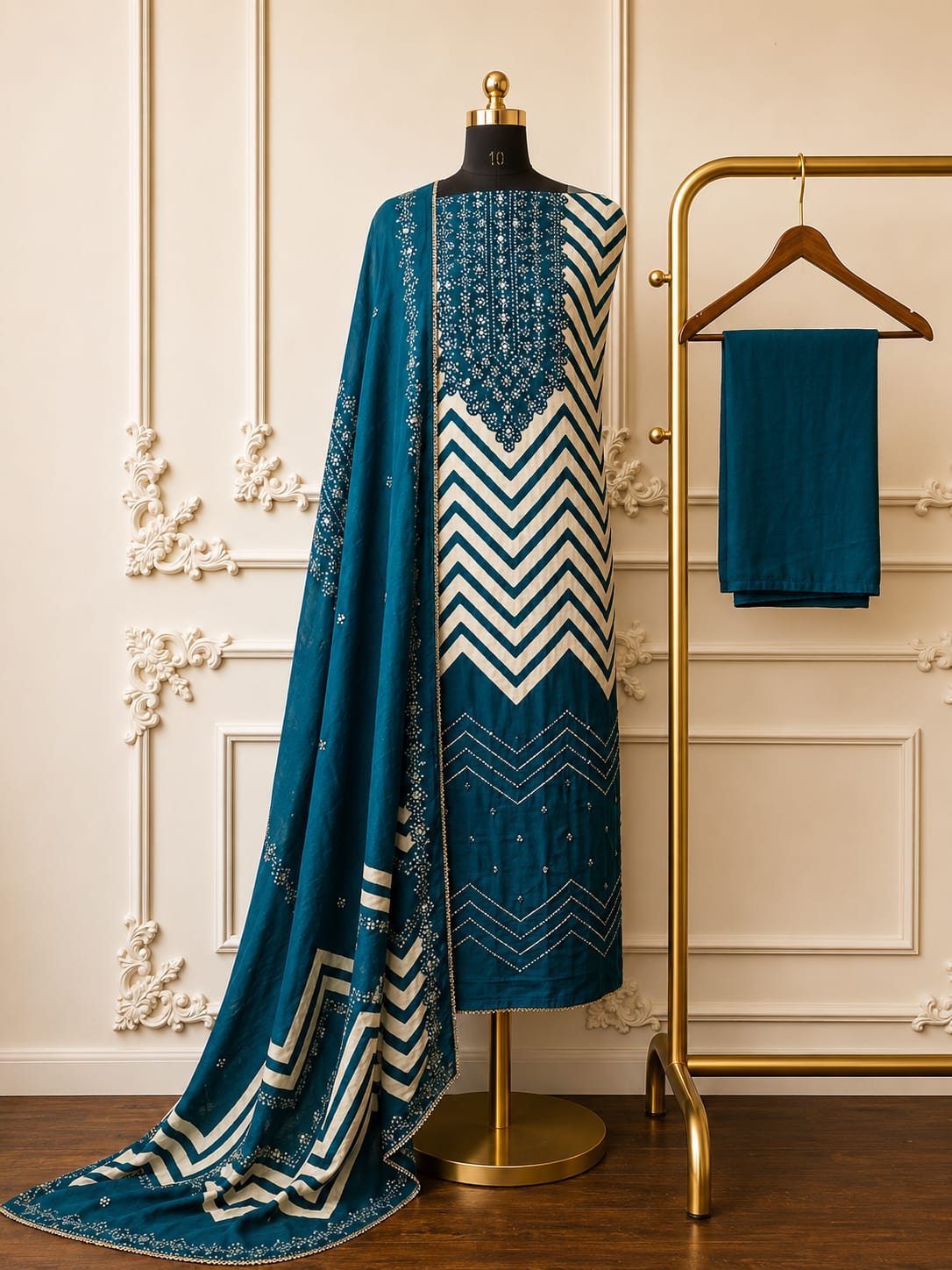 Bandhni Inspired Chevron Print Silk | 2514-2517