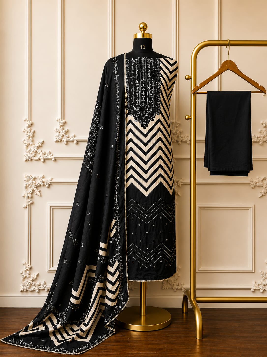 Bandhni Inspired Chevron Print Silk | 2514-2517