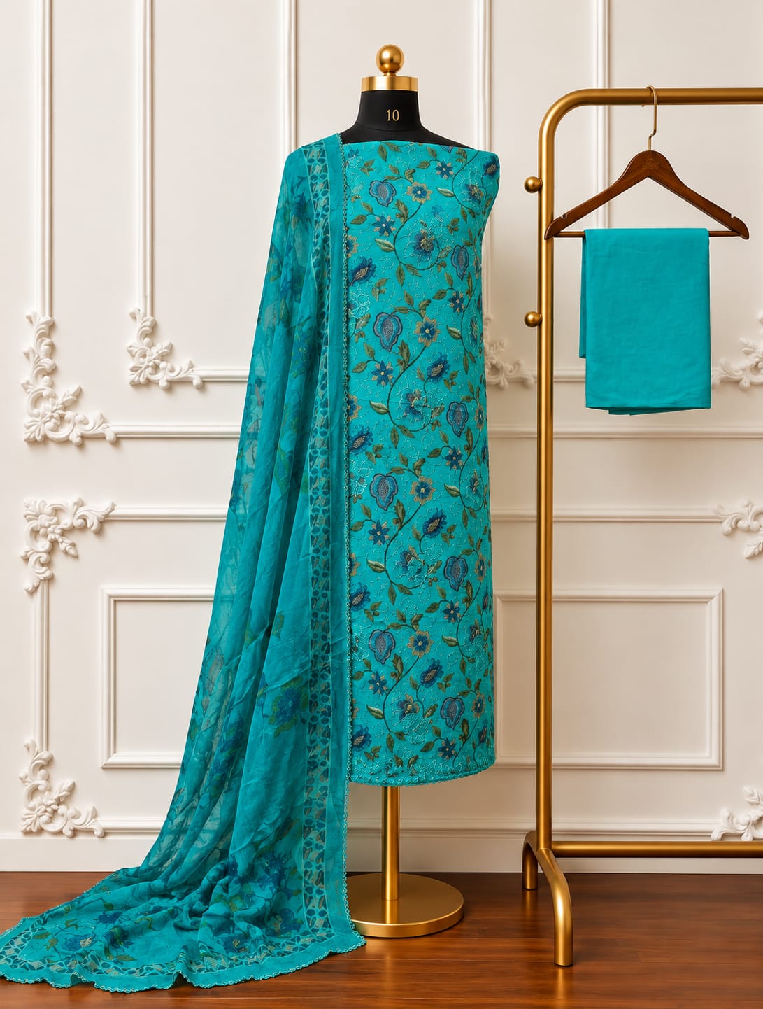 Aqua Flora Chikankari Premium Set | 550