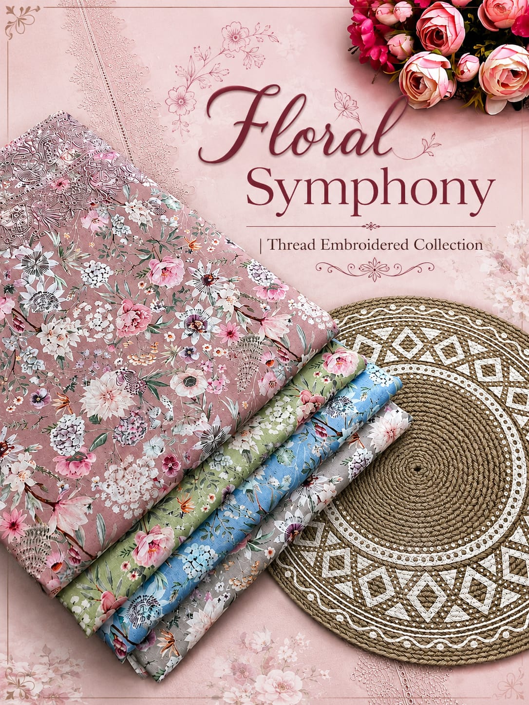 Floral Symphony Thread Embroidered Collection | 2458-2461