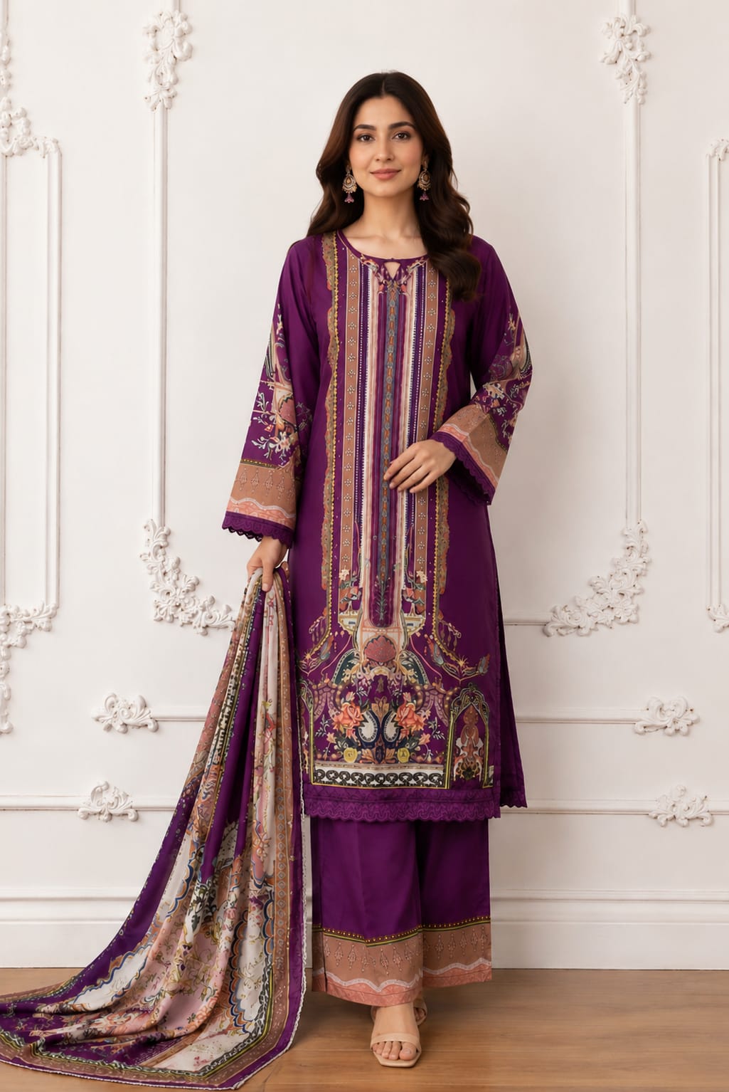 Royal Embellished Printed Suit | 5011