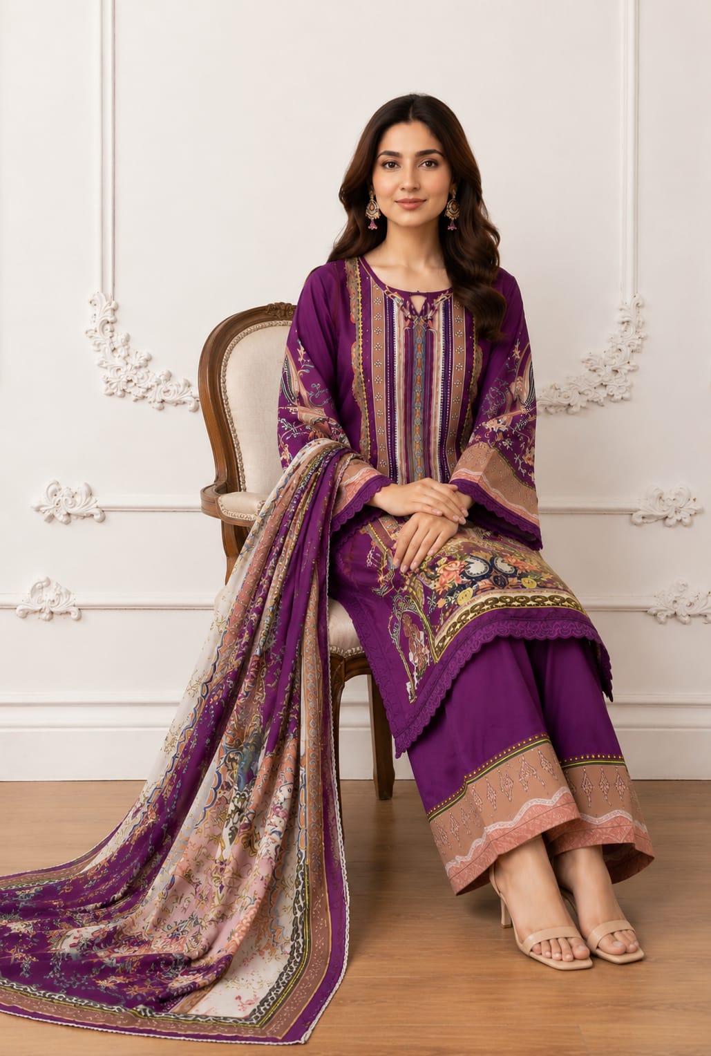 Royal Embellished Printed Suit | 5011