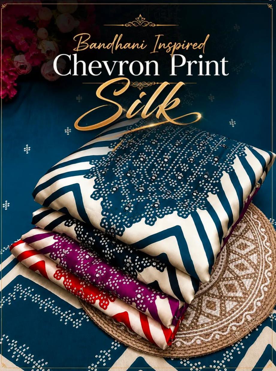 Bandhni Inspired Chevron Print Silk | 2514-2517