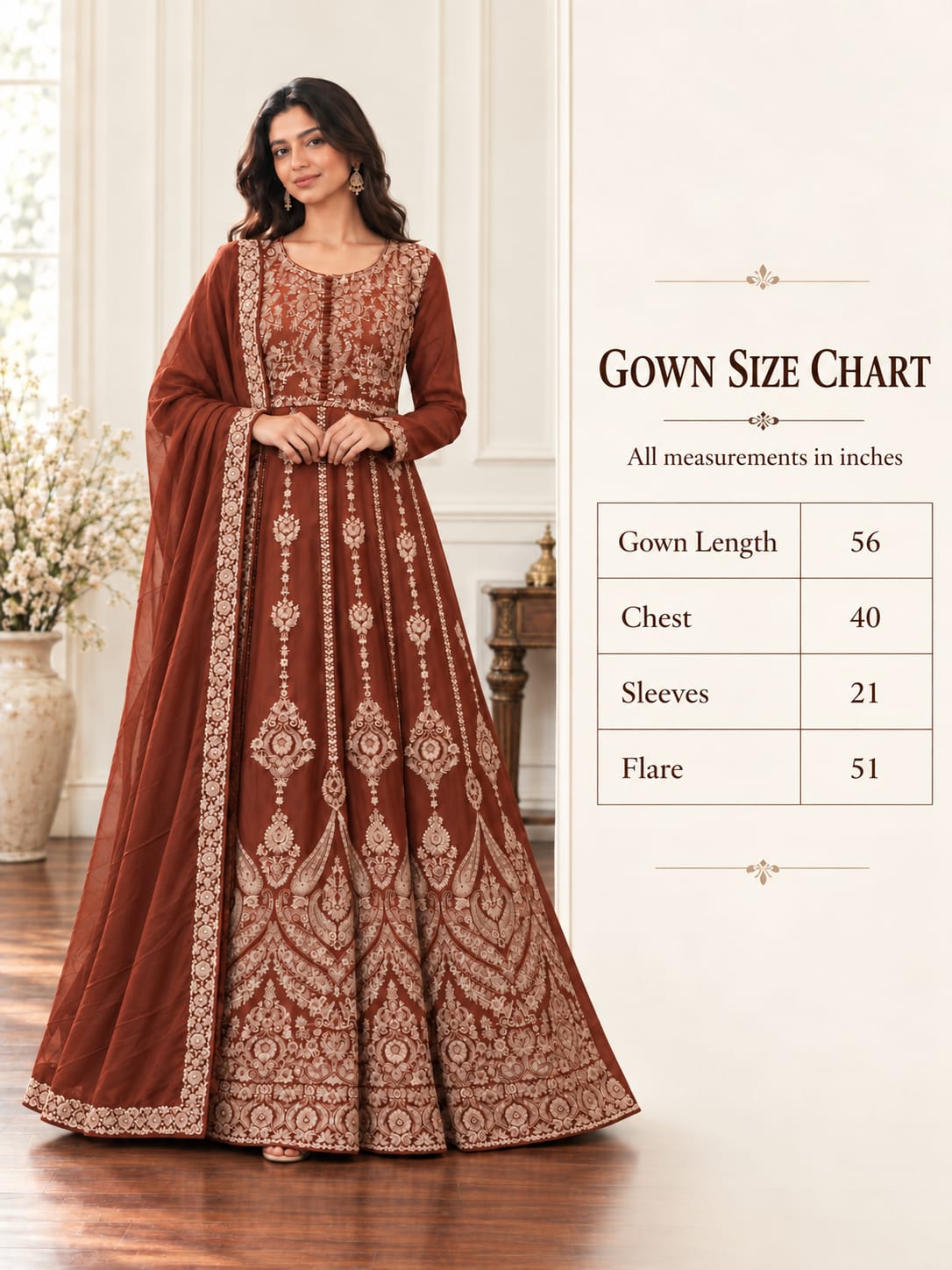 Gul e Meher Embroiderd Gawn | 5503