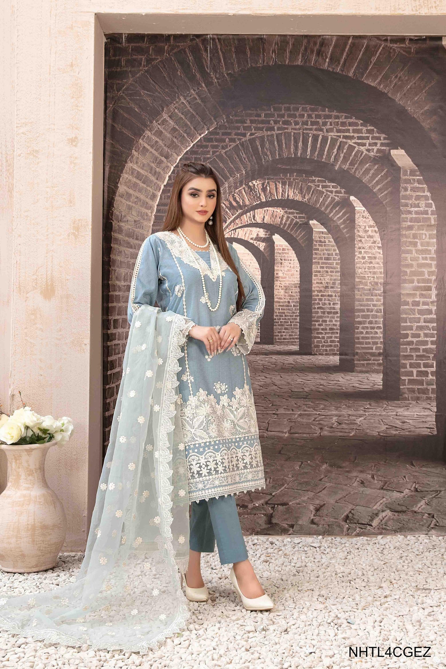 Nezarah Embroidered Fancy Dupatta D - 9158