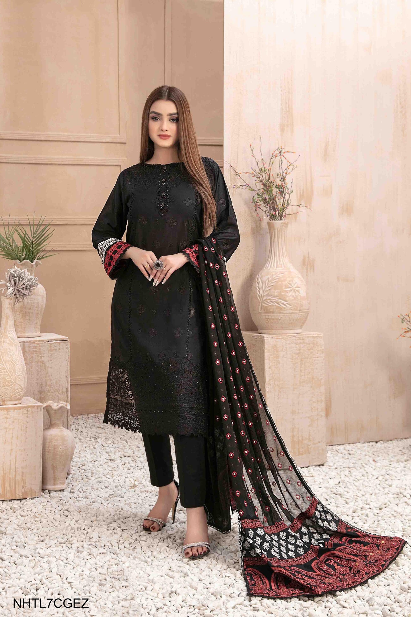 Nezarah Embroidered Fancy Dupatta D - 9161