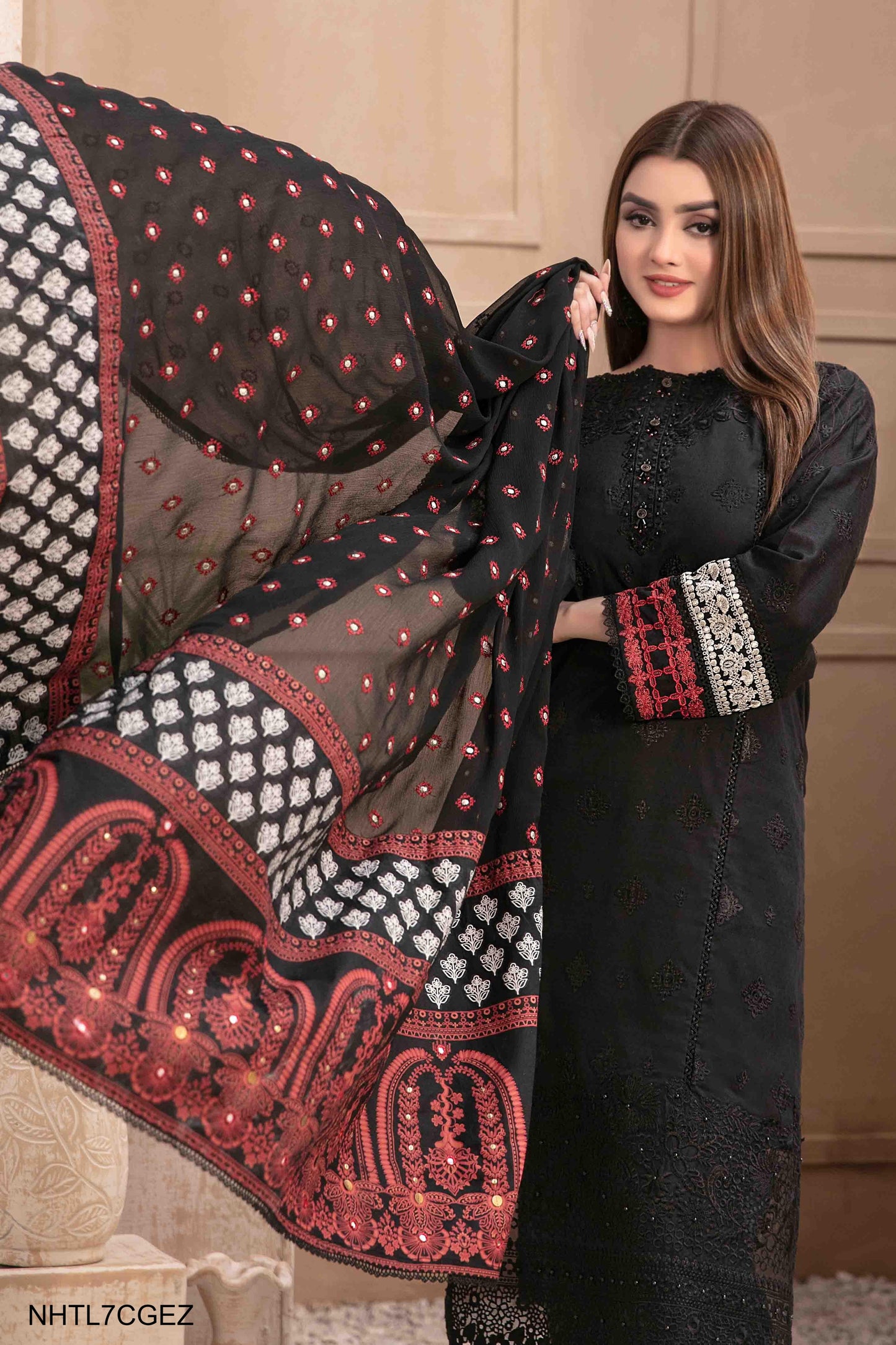 Nezarah Embroidered Fancy Dupatta D - 9161