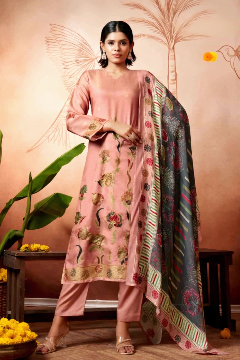 Gulrez Printed Crepe Silk Ensemble | 2504