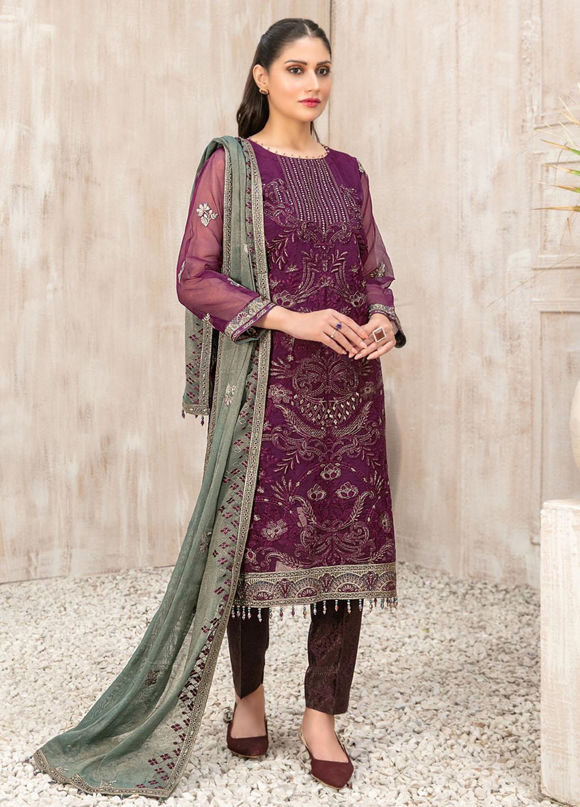 Mishkah by Tawakkal Fabrics Embroidered Organza Suits | D-9931