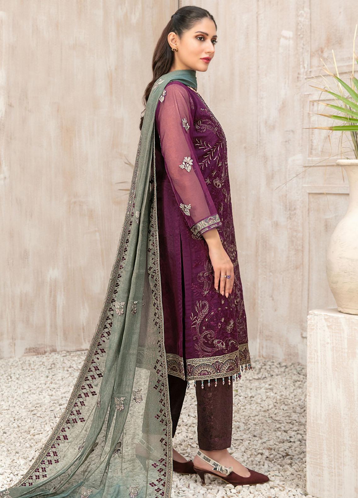 Mishkah by Tawakkal Fabrics Embroidered Organza Suits | D-9931