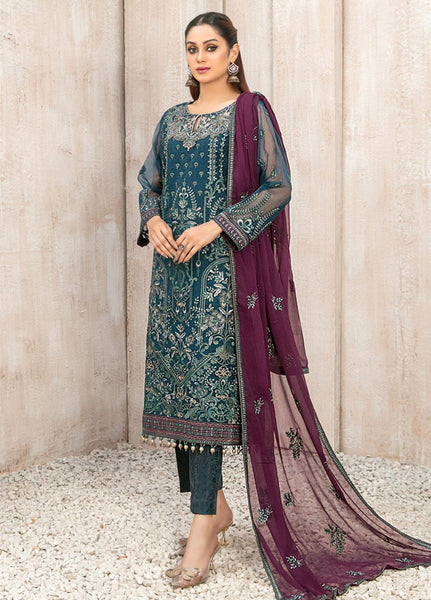 Mishkah by Tawakkal Fabrics Embroidered Organza Suits | D-9933