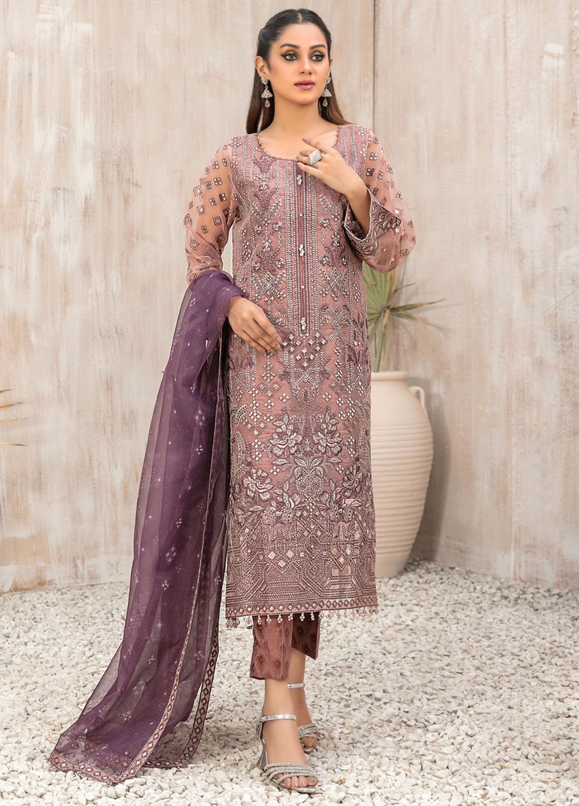 Mishkah by Tawakkal Fabrics Embroidered Organza Suits | D-9934