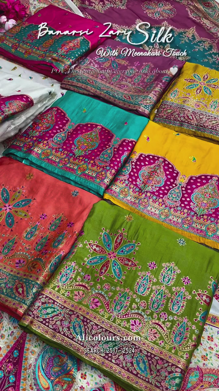 Embroidered Banarsi Zari Silk With Meenakari Touch | 2517-2524